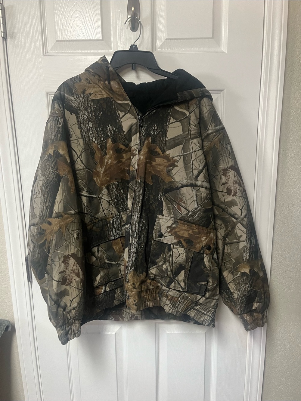 Realtree Men's Hooded Camo Puffer Jacket - Brown/Green/Black